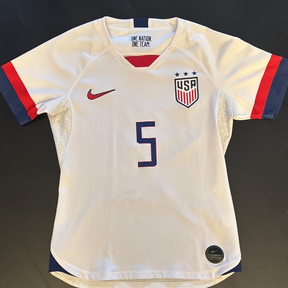Nike White and Red USA Soccer Jersey #5 Chaquinga